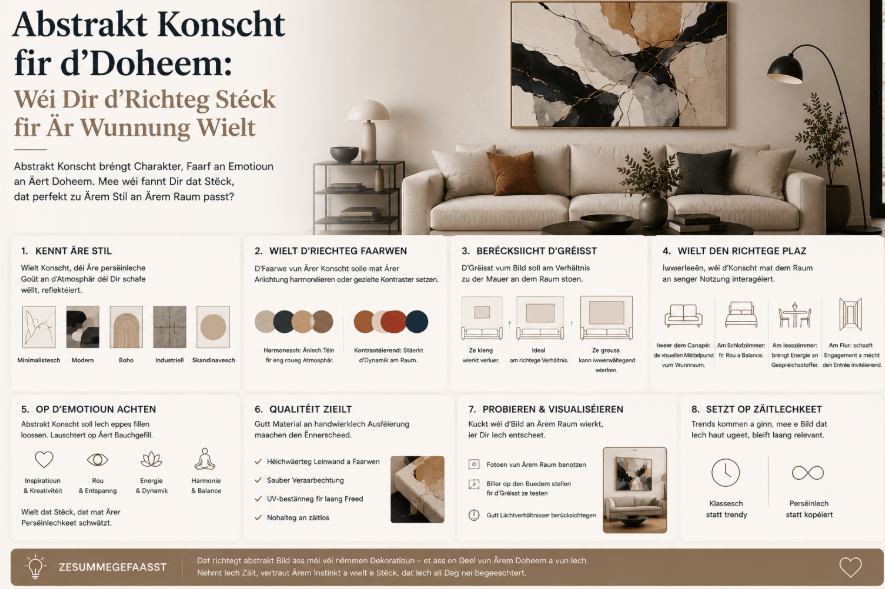 Abstrakt Konscht fir d'Doheem: Wéi Dir d'Richteg Stéck fir Är Wunnung Wielt