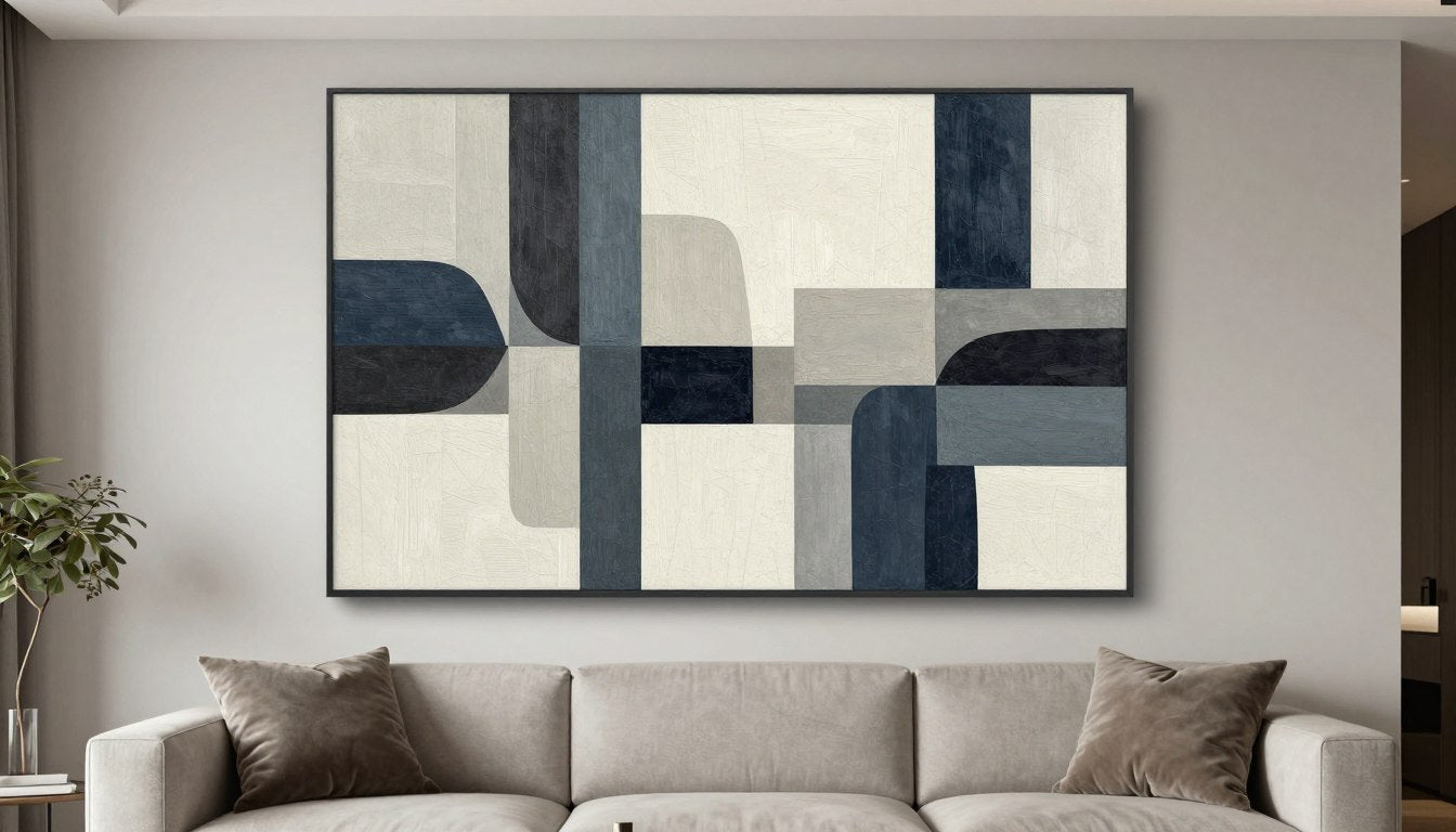 Premium art on canvas print displayed in modern living room setting