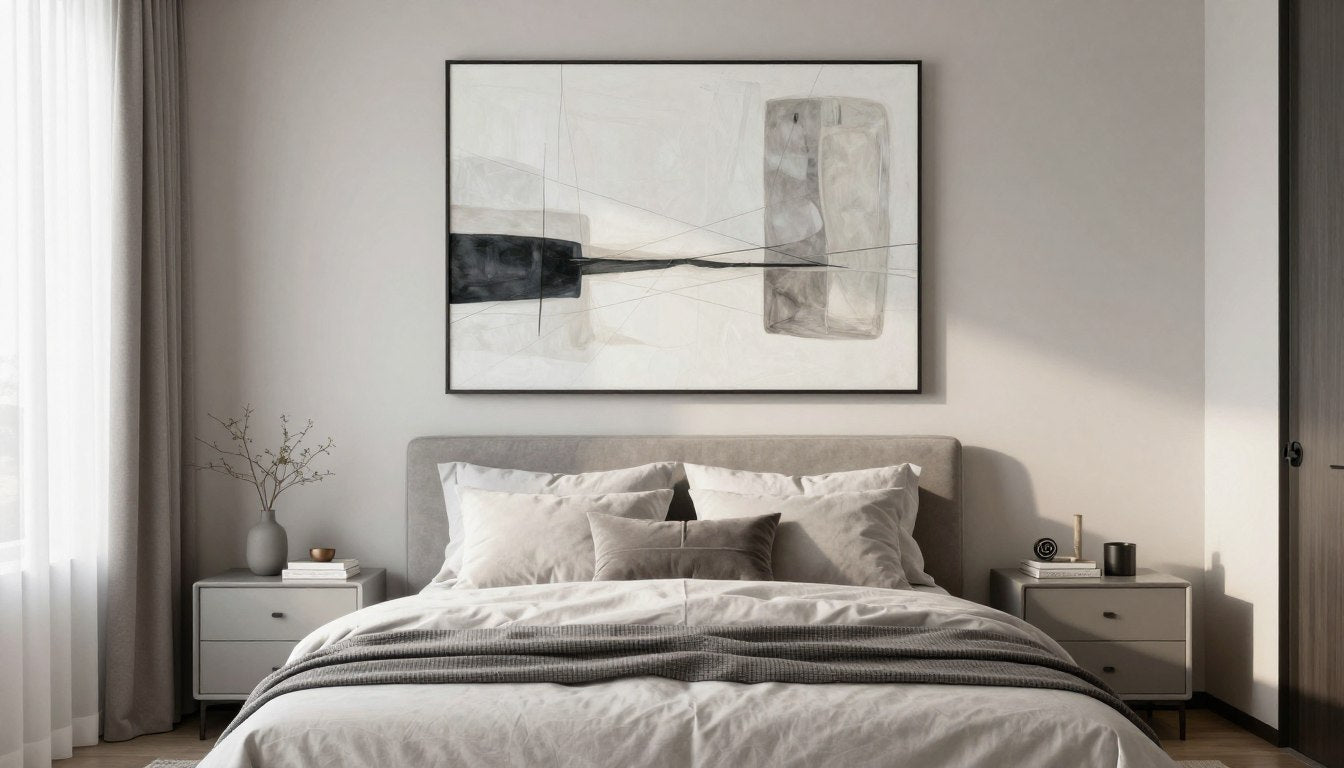 bedroom decor ideas featuring elegant wall art above bed
