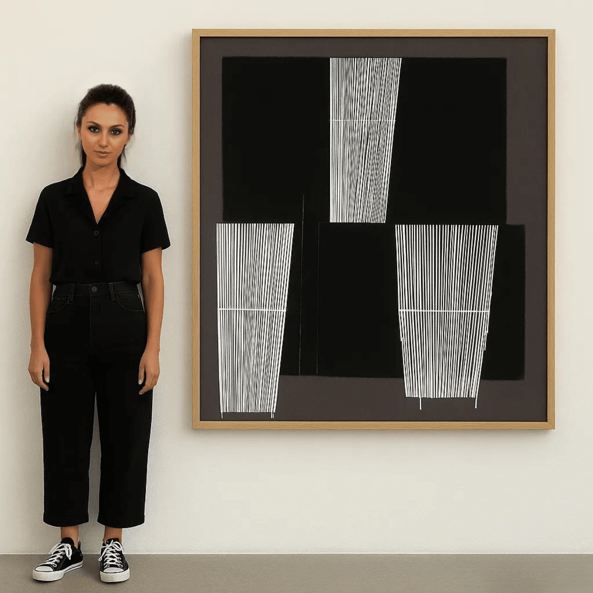 Burgundy and black abstract canvas wall art, Linear Pulse, by Rossetti Art