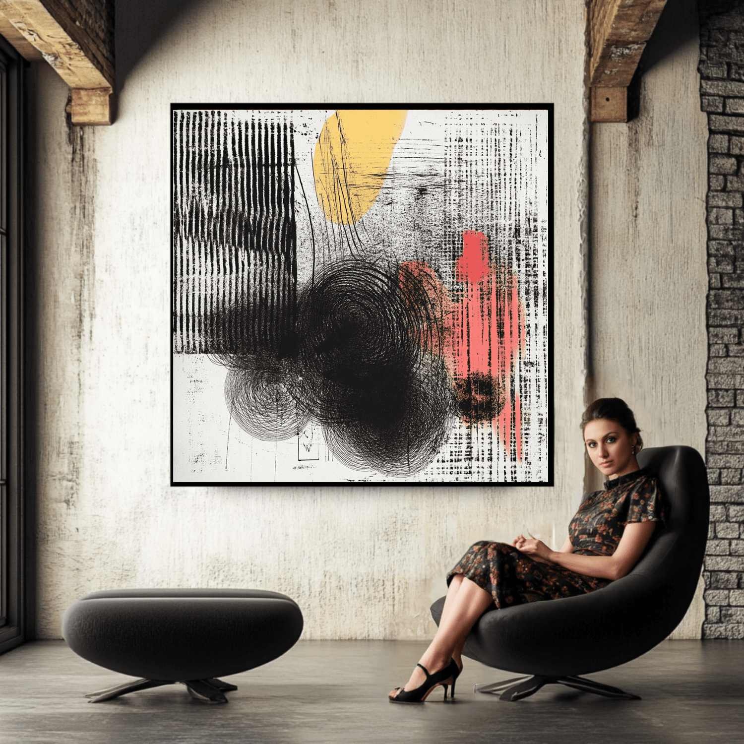 textured canvas wall art abstract print in a modern interior