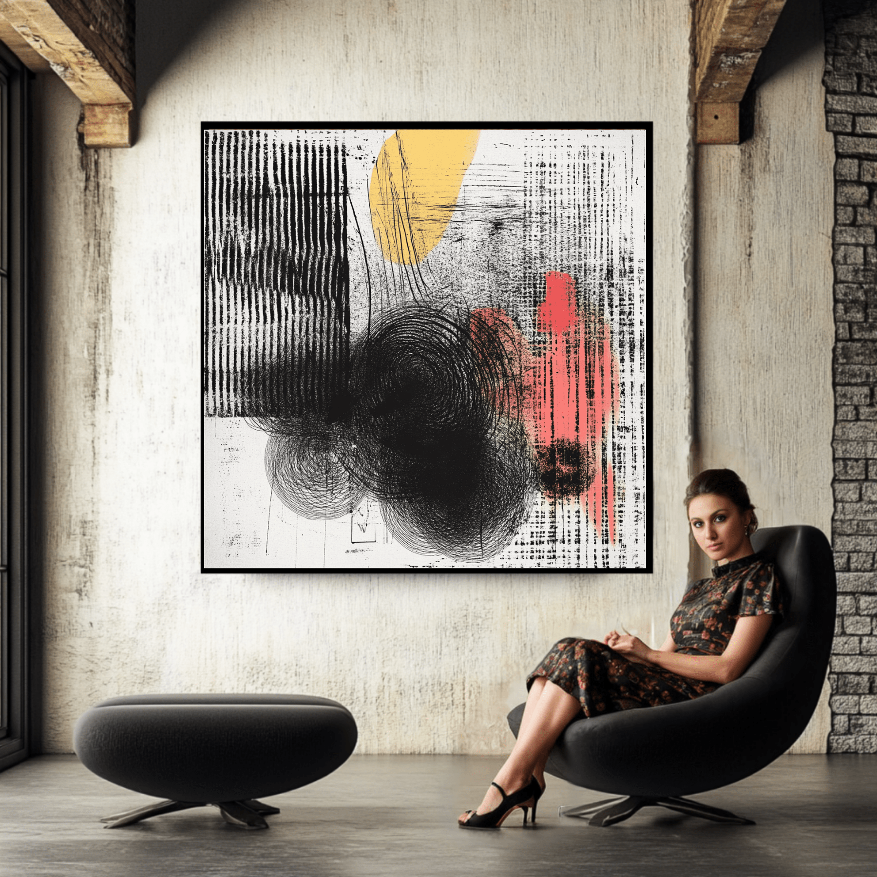 textured canvas wall art abstract print in a modern interior