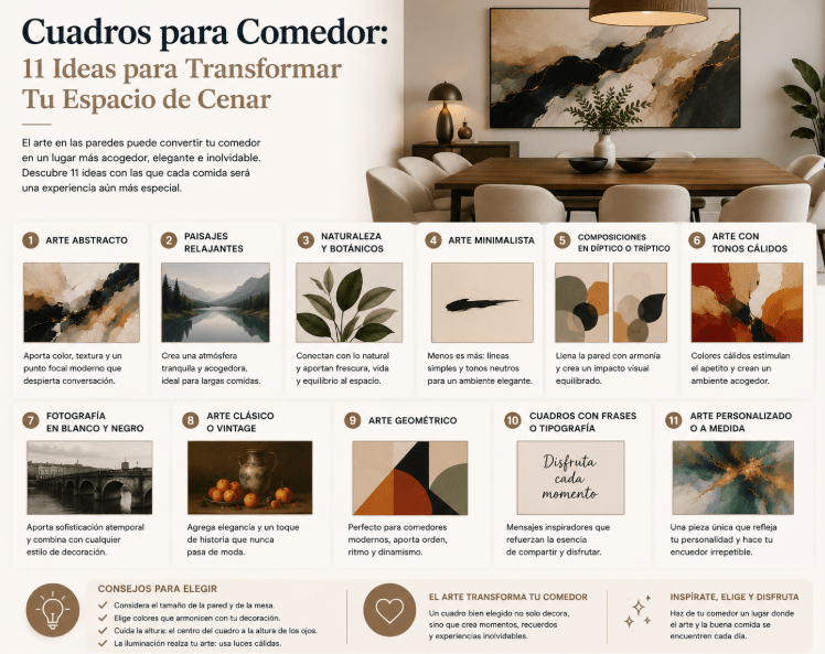 Cuadros para Comedor: 11 Ideas para Transformar Tu Espacio de Cenar