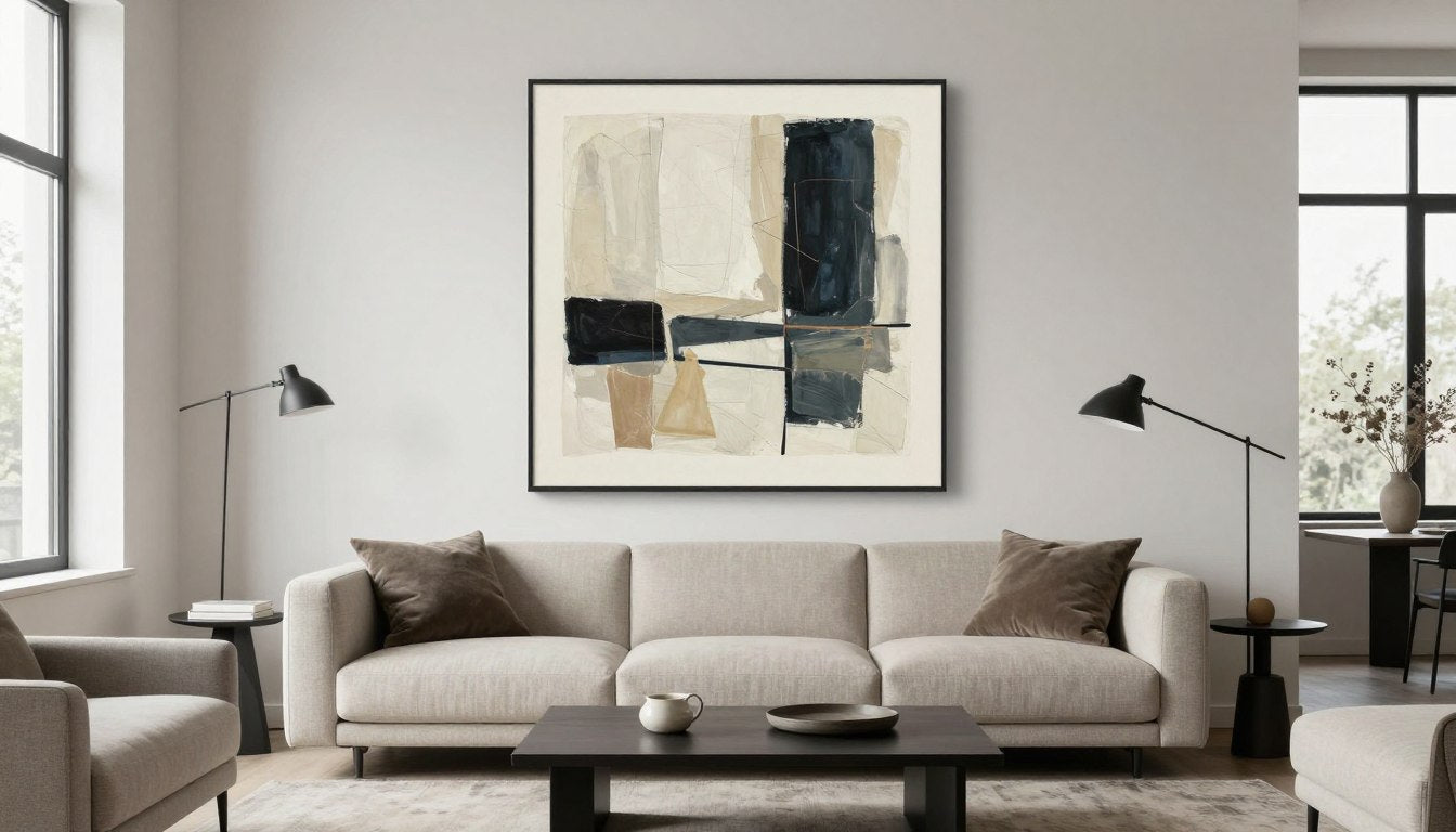 Salon moderne avec décoration murale design minimaliste