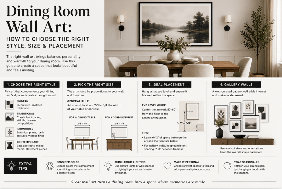 Dining Room Wall Art: How to Choose the Right Style, Size & Placement