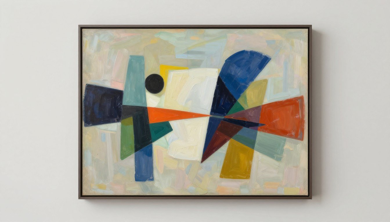 Colorful abstract painting showing various shapes and forms in a guide to abstract art