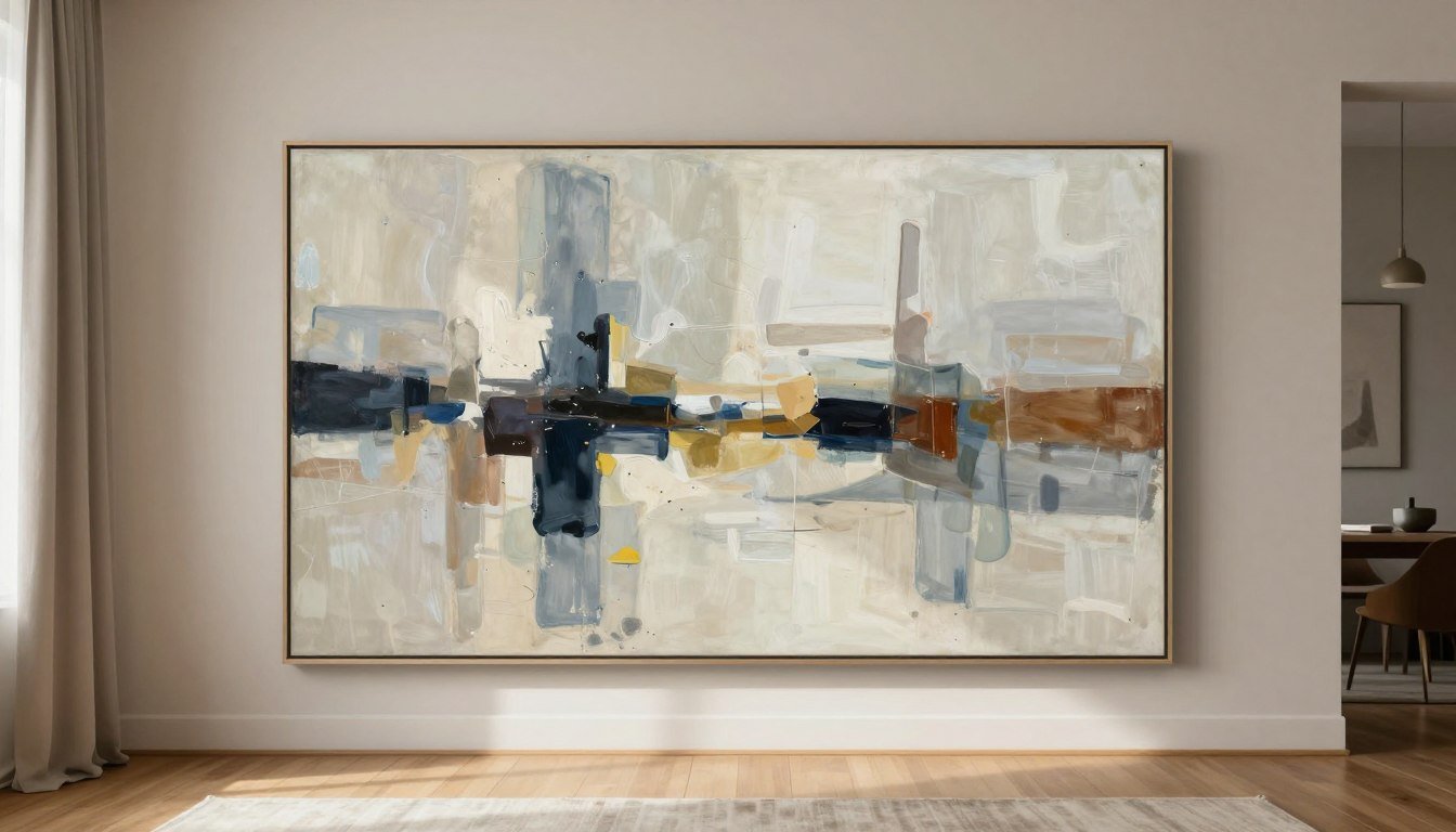 original painting vs canvas print displayed together in a modern home