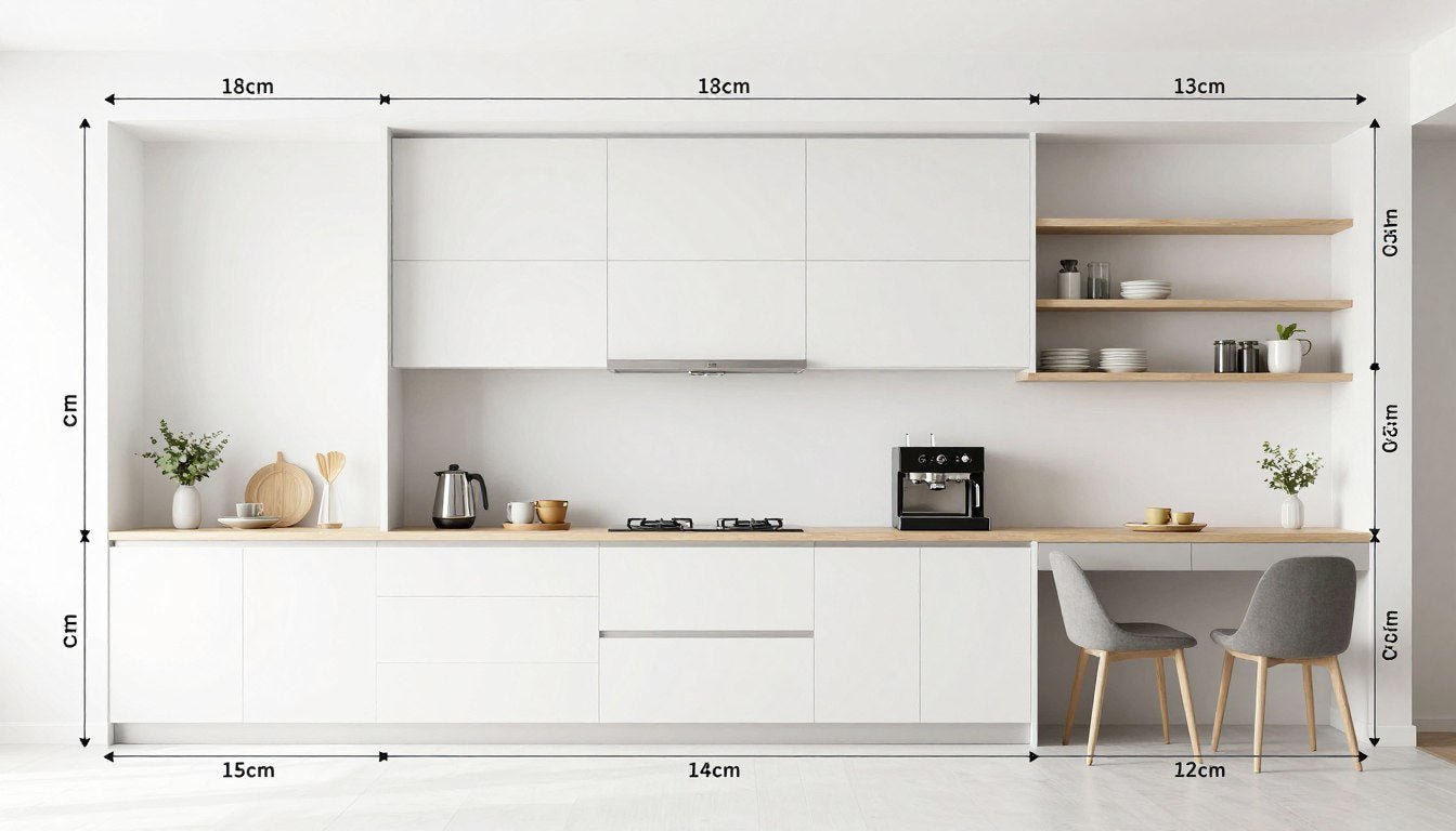 Kitchen wall art placement diagram showing ideal positions for different wall types