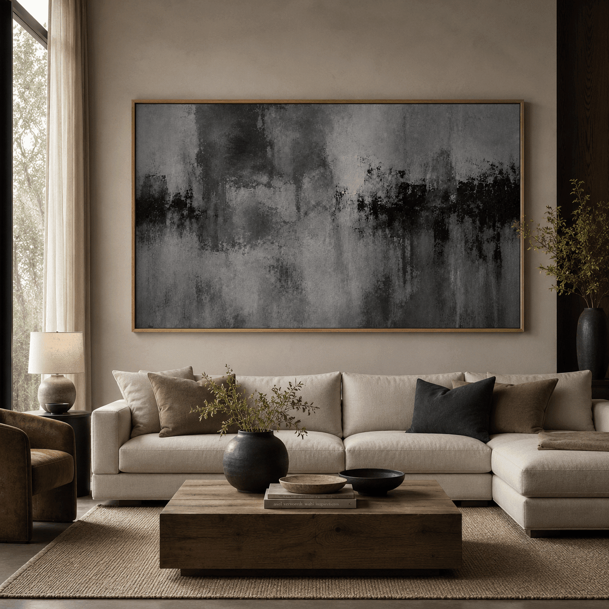 Man Cave Wall Art - Urban Haze dark grey abstract canvas by Rossetti Art