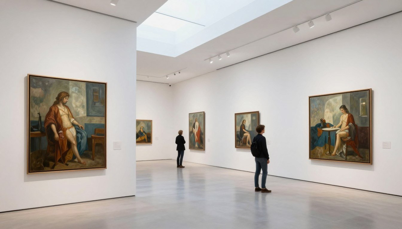 original oil paintings for sale displayed in modern gallery setting