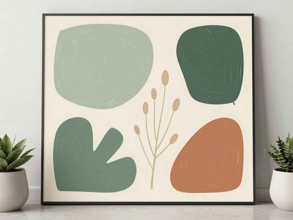 Abstract botanical canvas print in neutral tones for outdoor living spaces