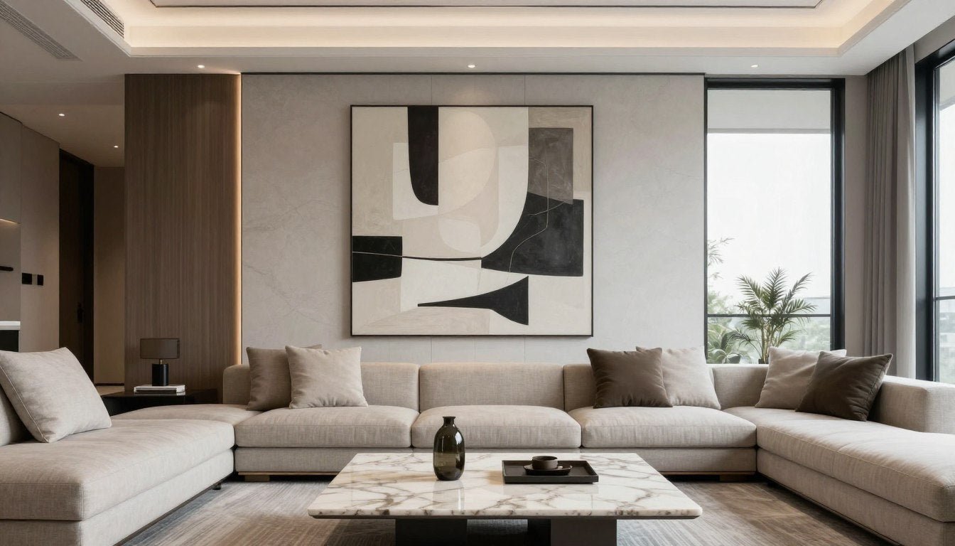 quadro astratto moderno soggiorno lusso minimalista