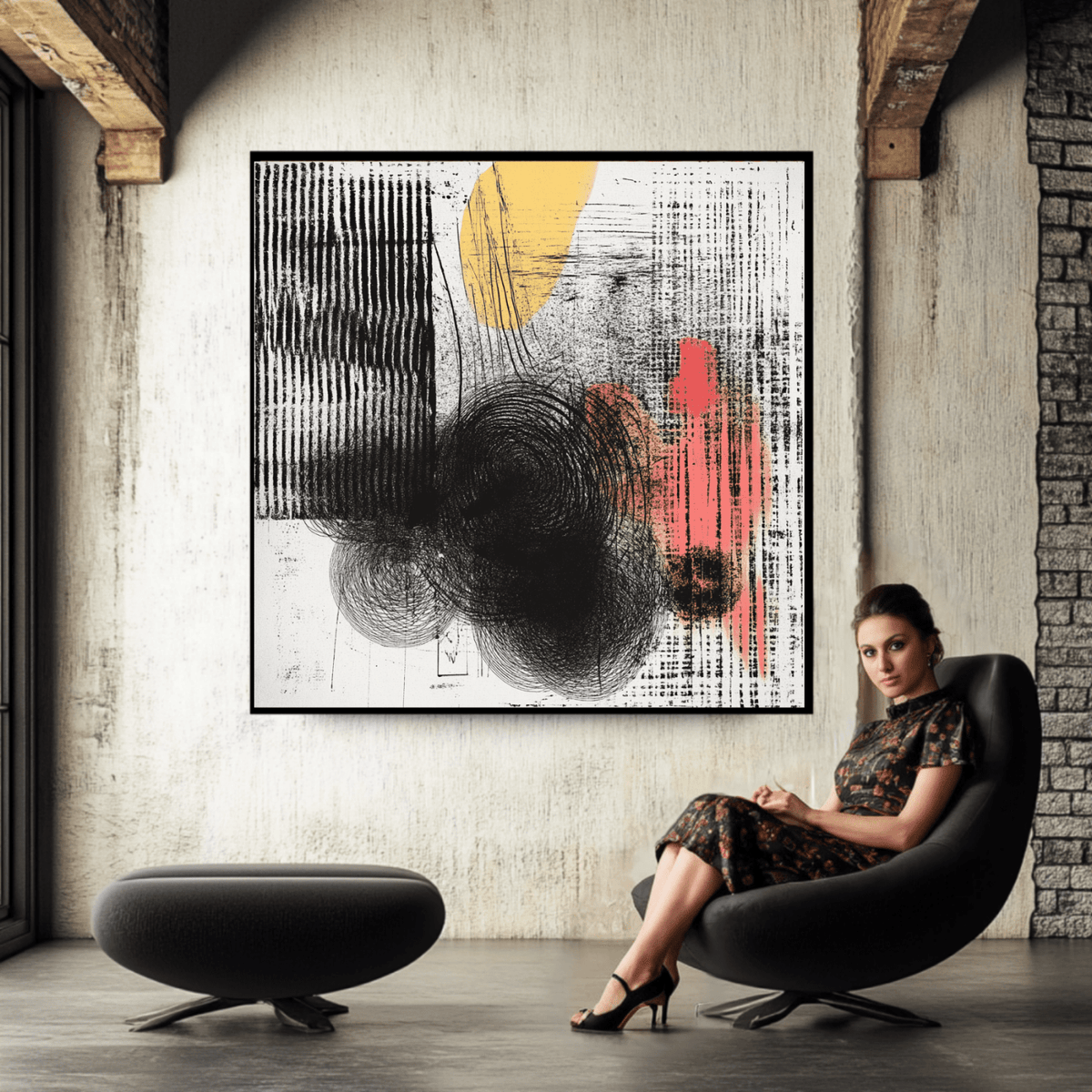 textured canvas wall art abstract print in a modern interior