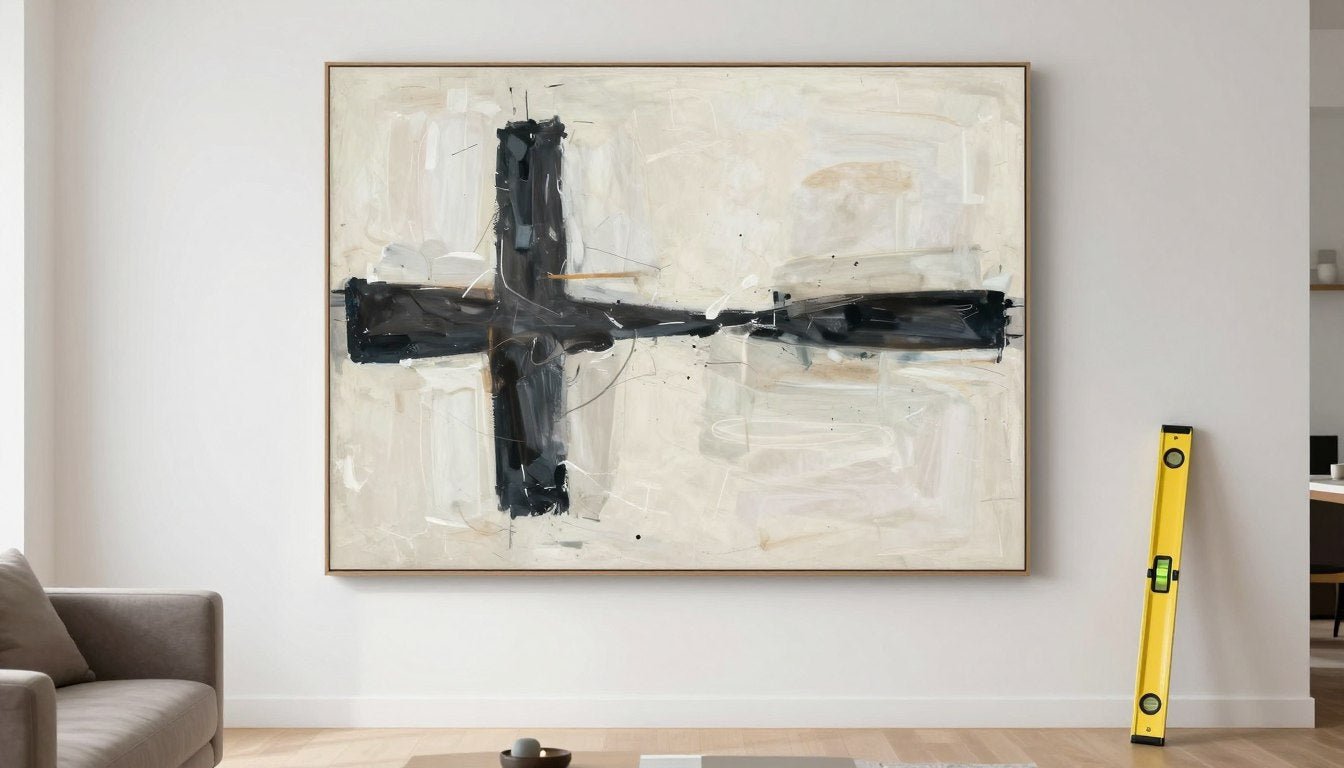 The 5 Biggest Mistakes People Make When Buying Large Canvas Art large canvas art displayed in modern living room with measuremen