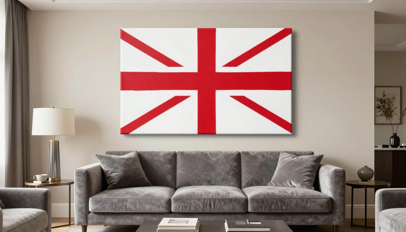 elegant living room with perfectly sized wall art above sofa