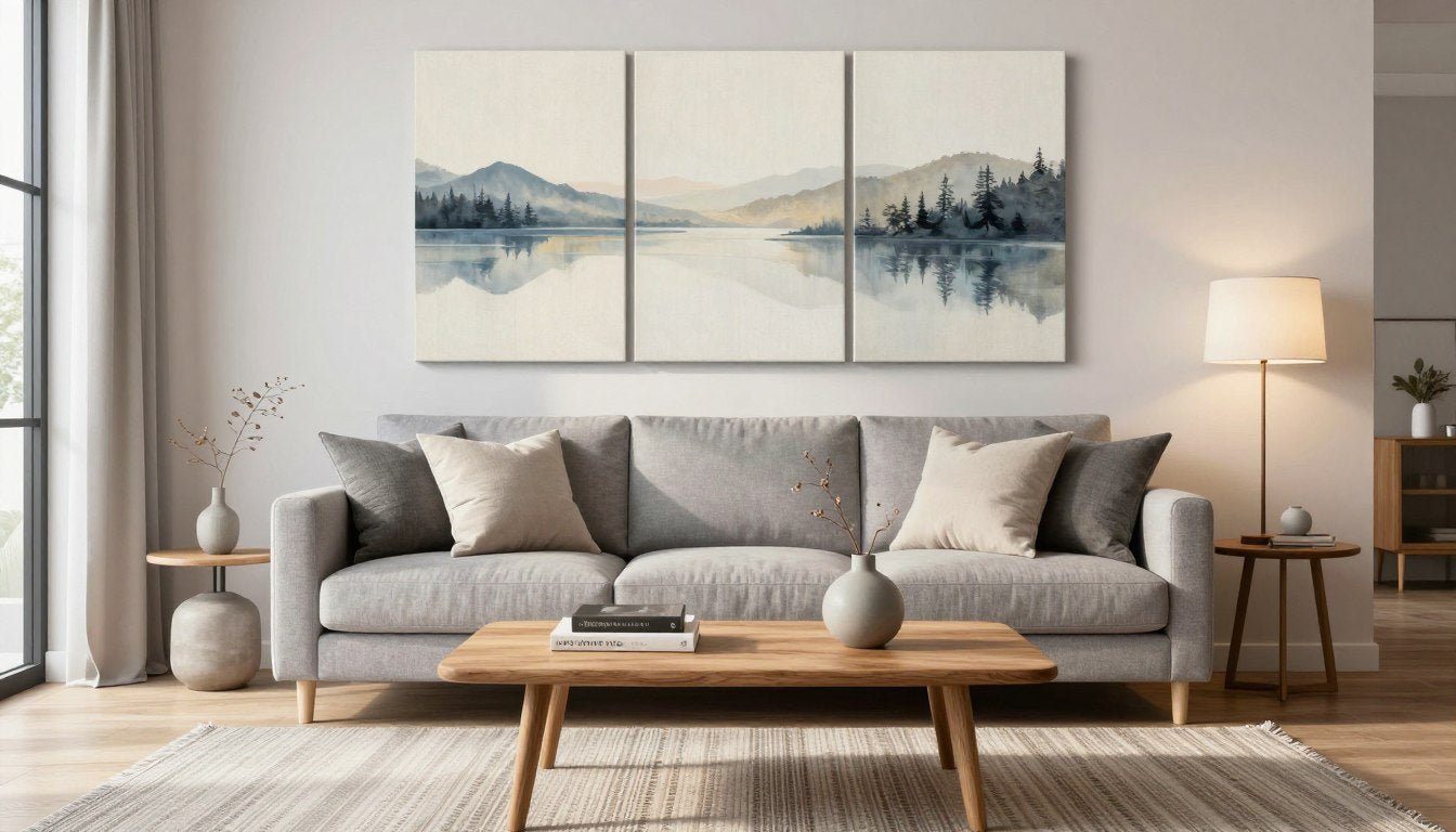 modern living room with carefully selected decor items including wall art and stylish furniture