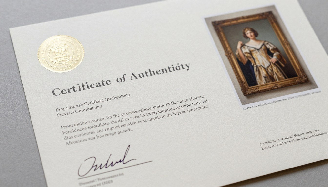Certificate of Authenticity document with official seal and artwork details