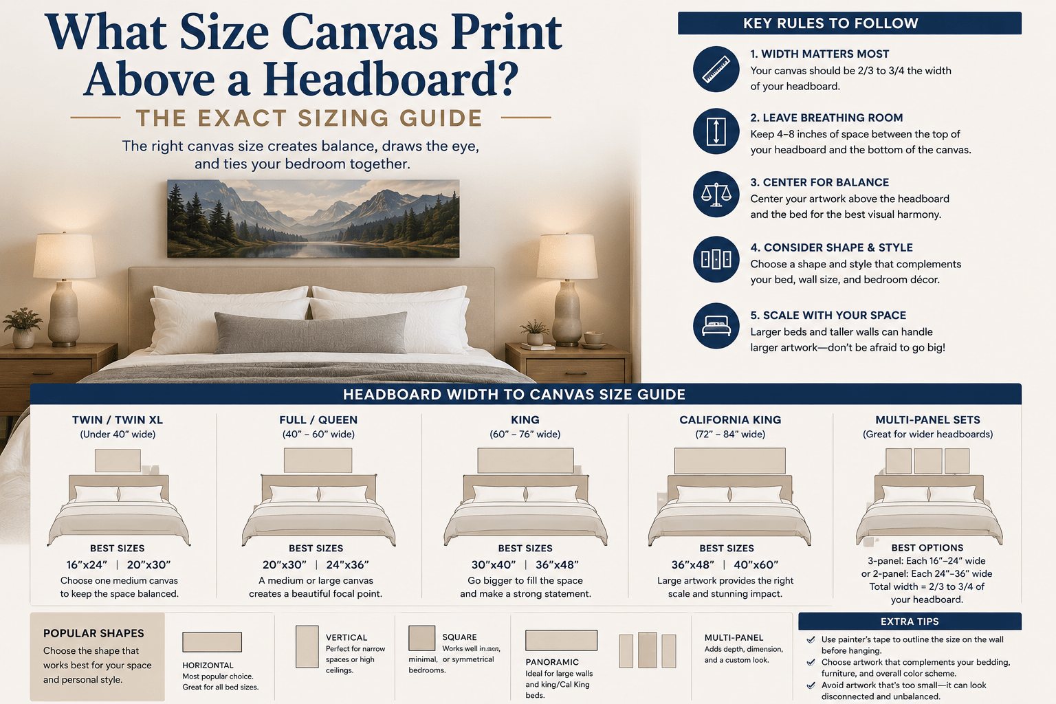 What Size Canvas Print Above a Headboard? The Exact Sizing Guide