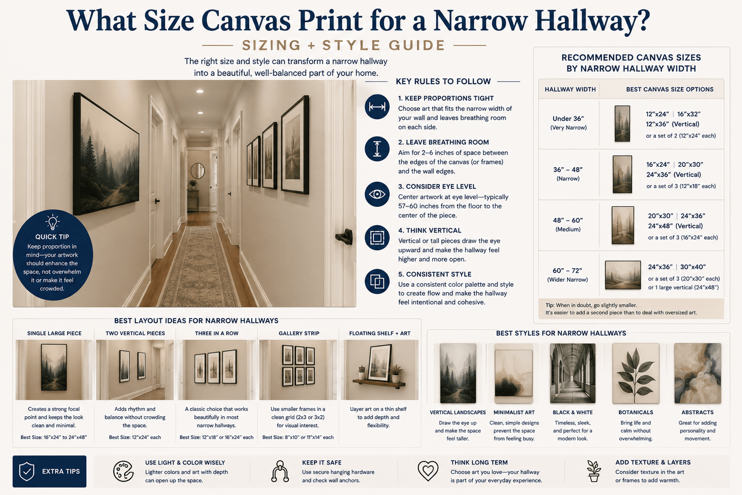 What Size Canvas Print for a Narrow Hallway? (Sizing + Style Guide)