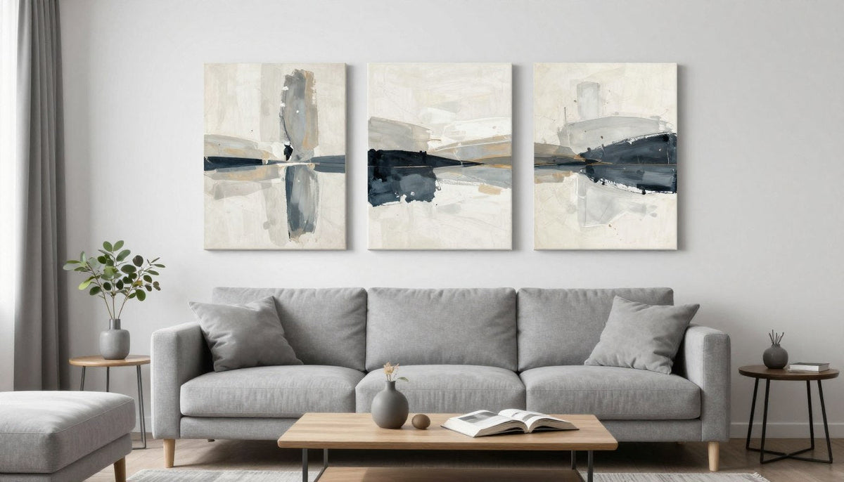Modern living room with affordable canvas wall art above sofa