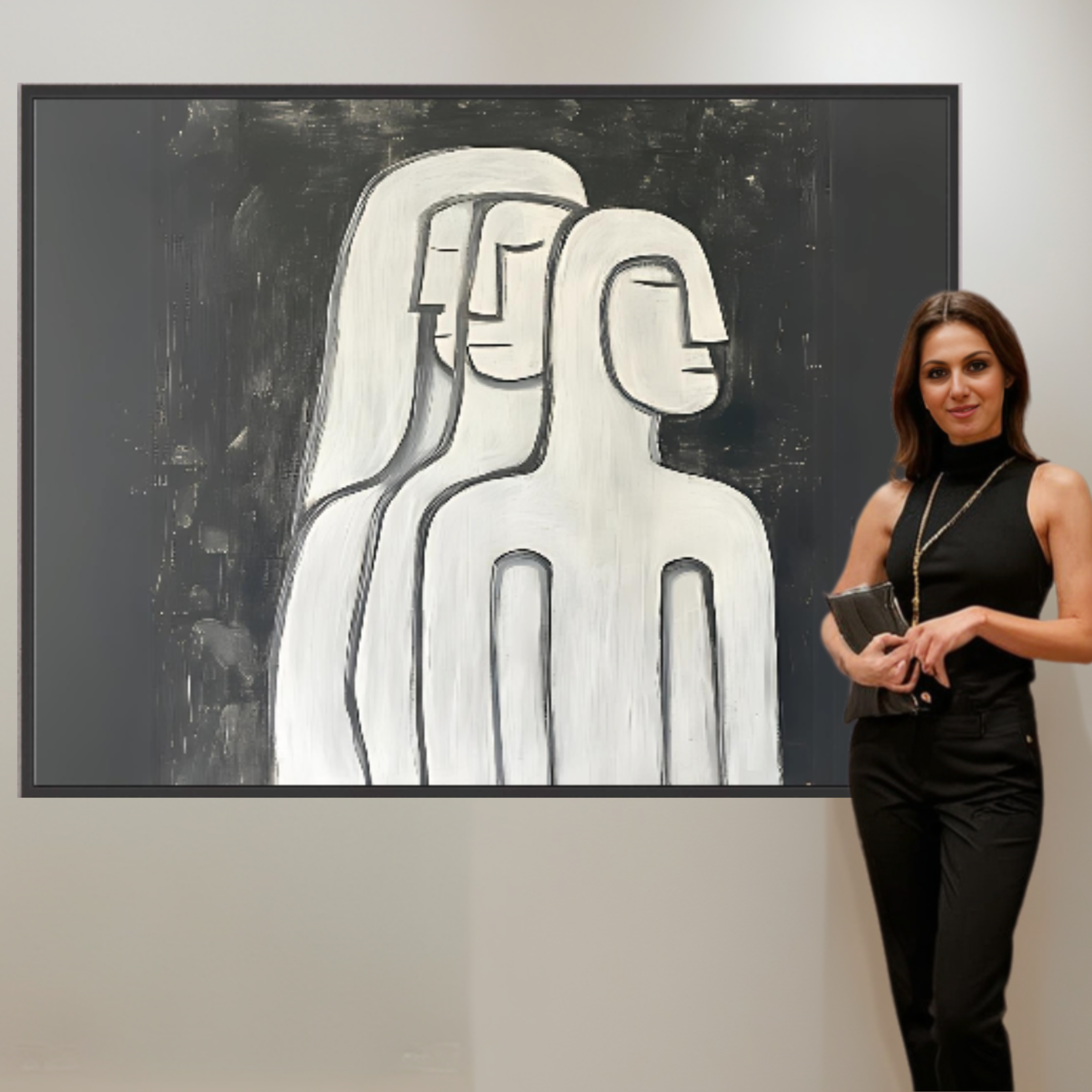 Canvas Print: The Silent Trio – Minimalist Black & White Art - Chiara Rossetti
