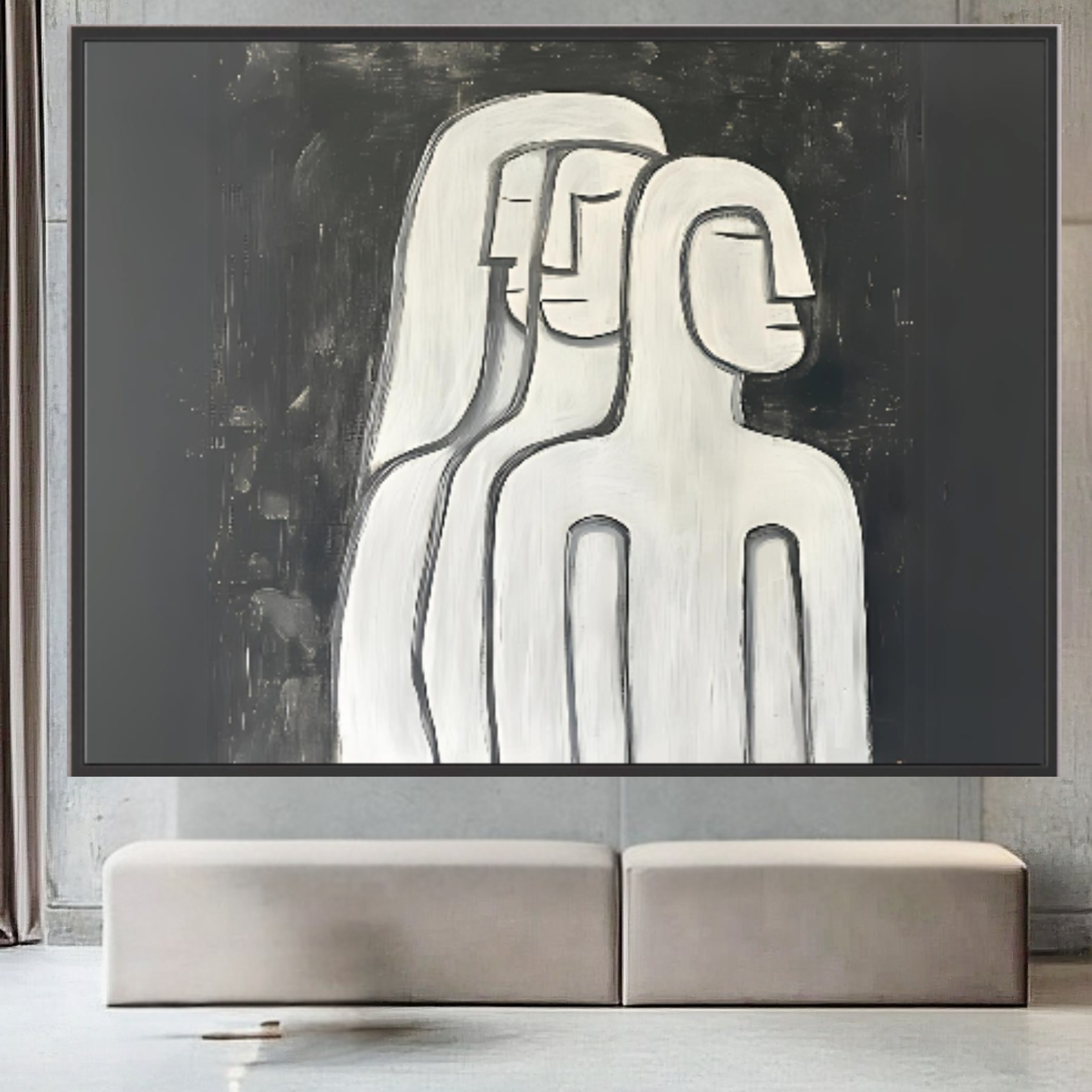 Canvas Print: The Silent Trio – Minimalist Black & White Art - Chiara Rossetti