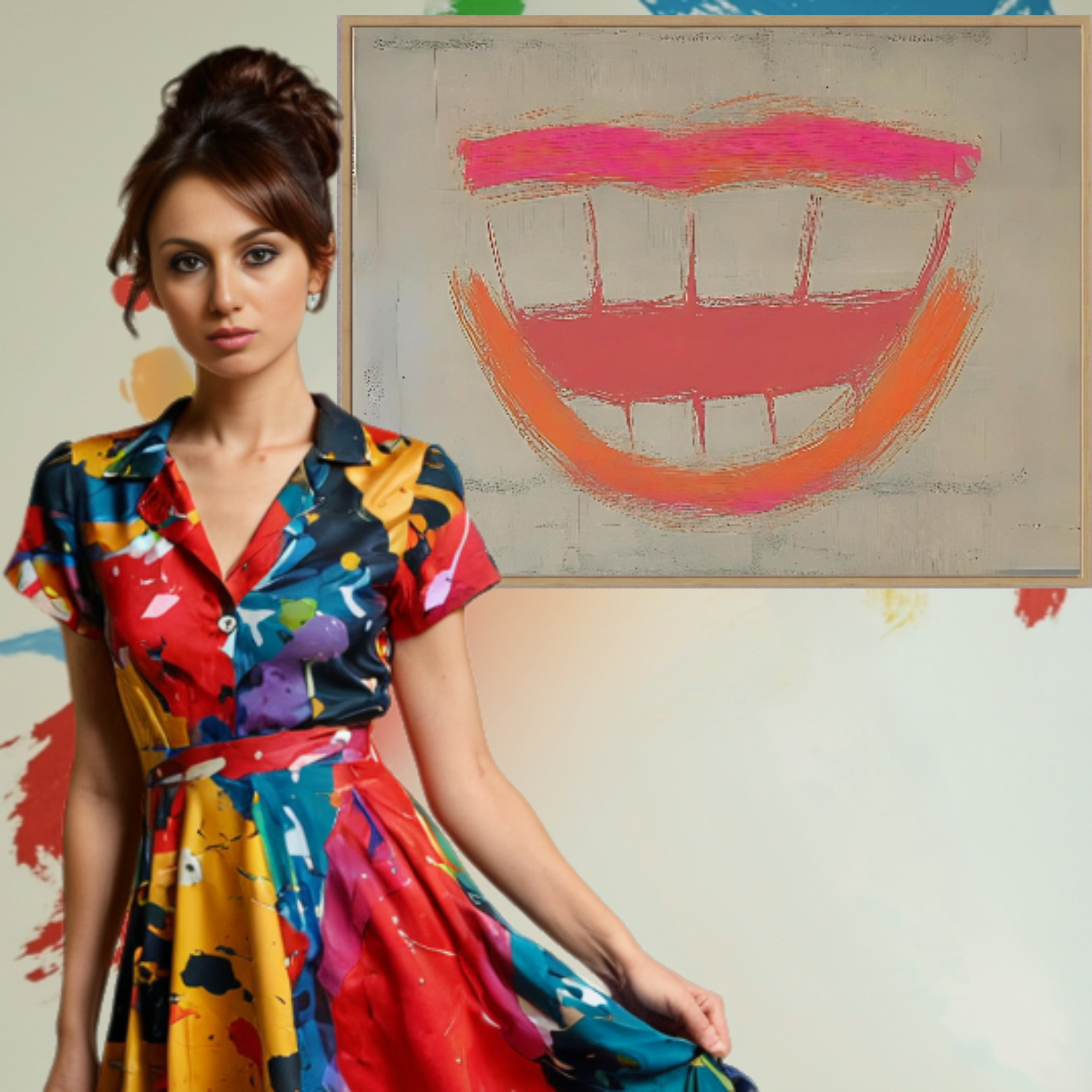 Canvas Print: Neon Grin - Abstract Pop Art Wall Art - Chiara Rossetti