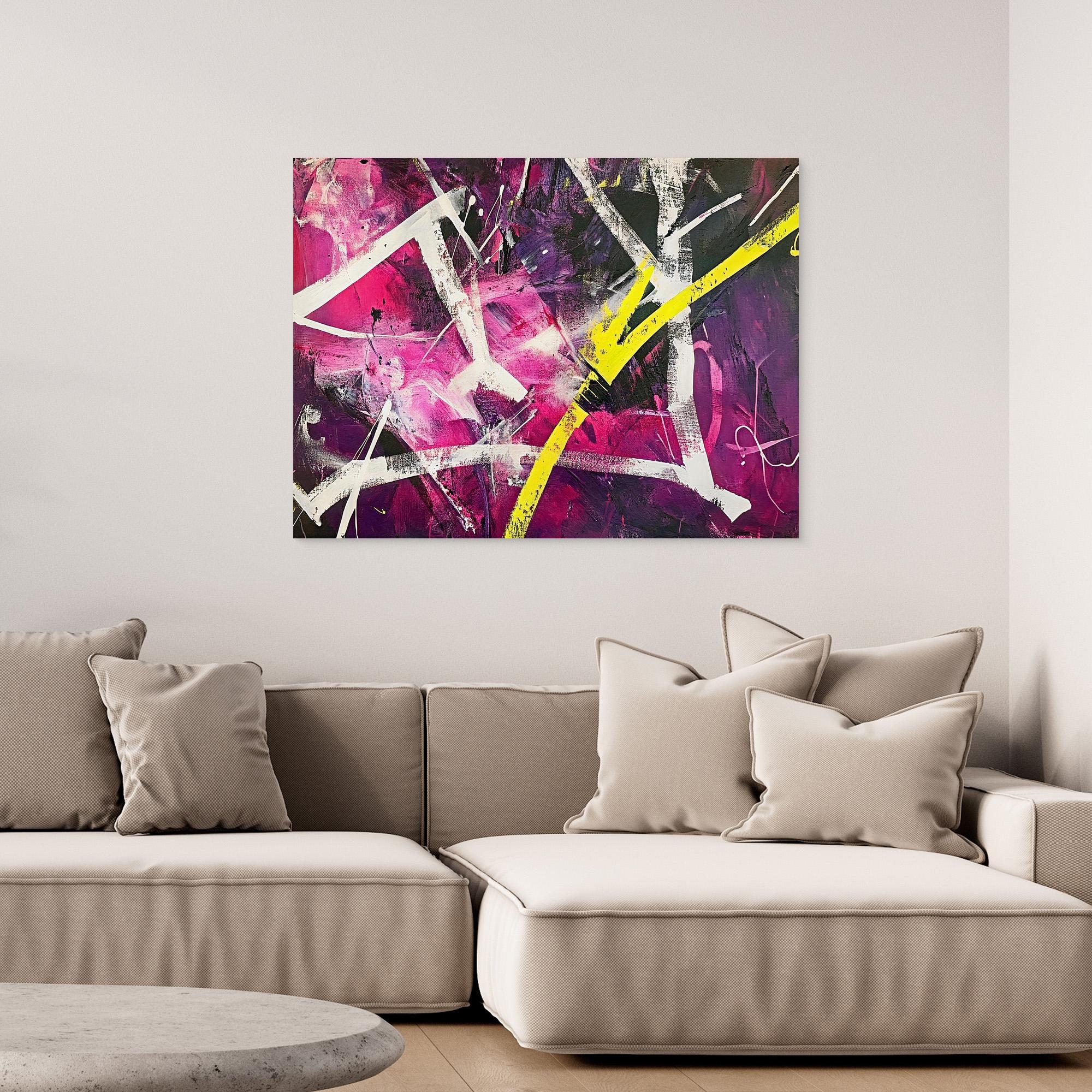 Canvas Print: "Electric Chaos Burst" - Modern Abstract Expressionist Wall Art