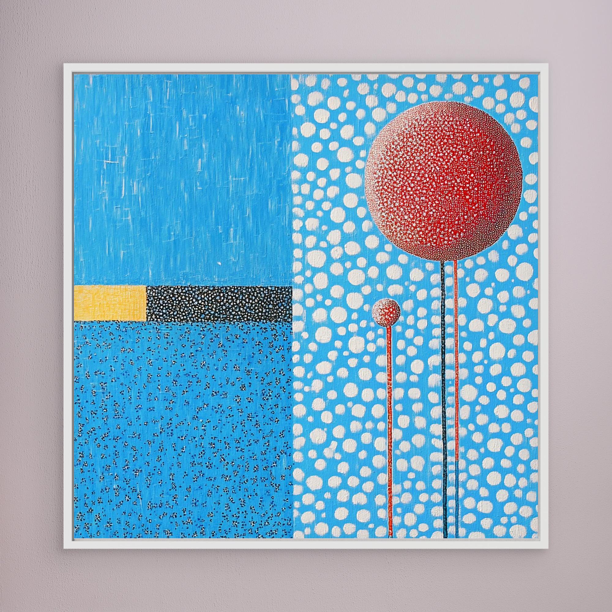 Canvas Print : Polka Sky - Blue Abstract Wall Art with Red Accents