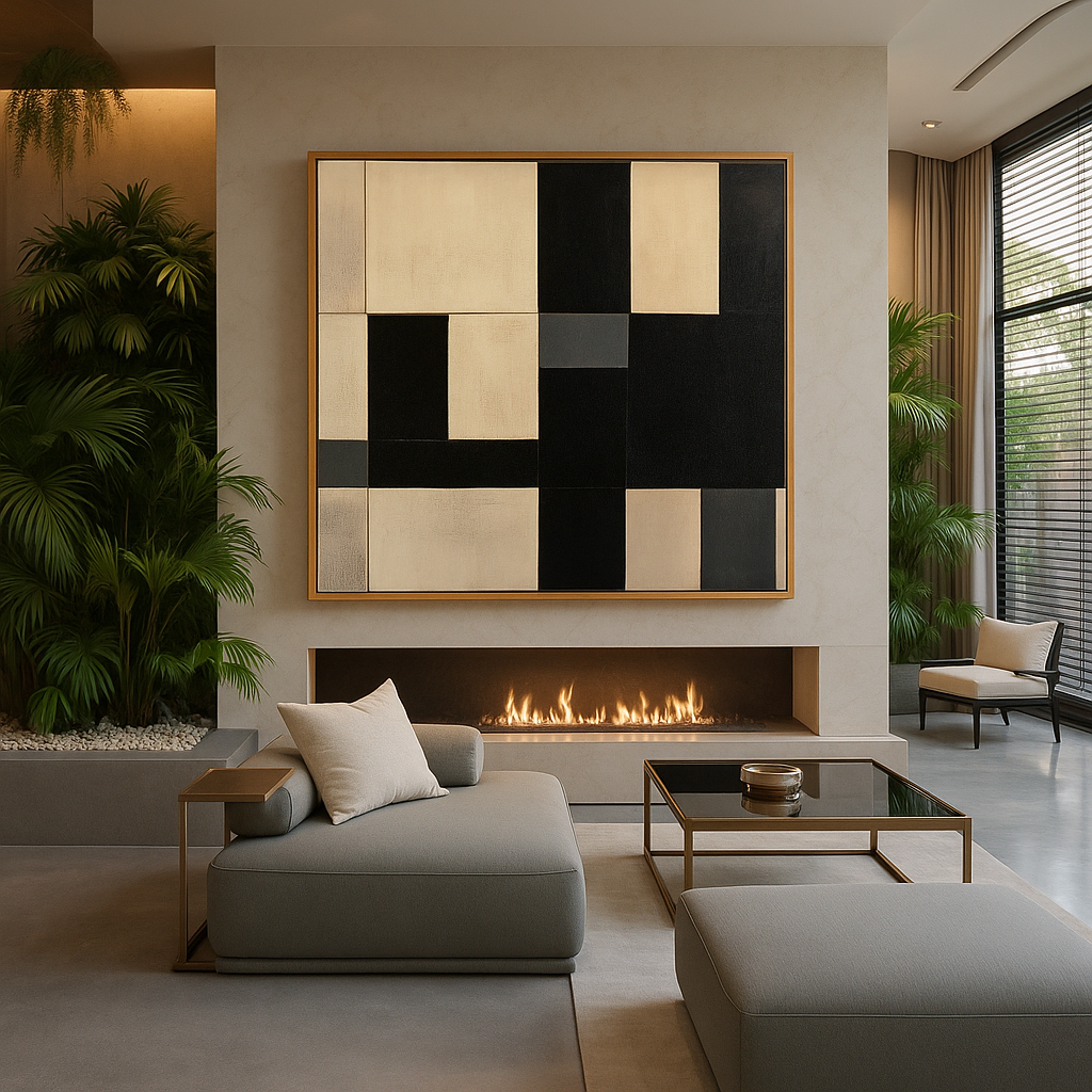 Canvas Print : Monochrome Symphony - Modern Abstract Black & White Canvas Art