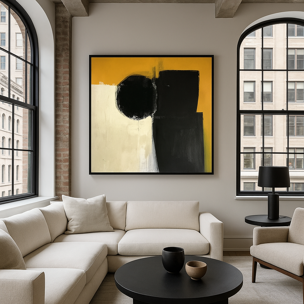 Canvas Print : "Golden Eclipse"- Minimalist Abstract Wall Art Print