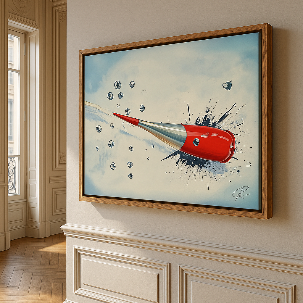 Canvas Print: Sonic Splash Drive – Abstract Retro Rocket Art