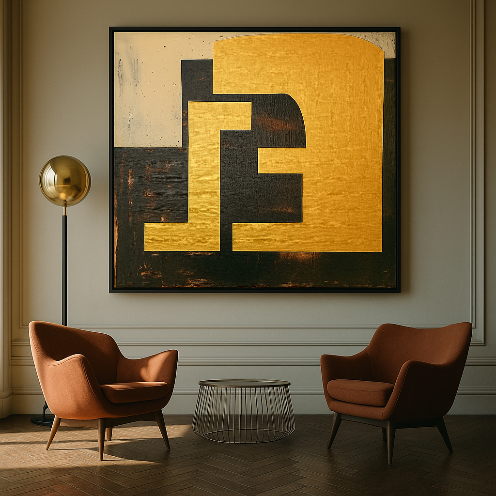Black and gold wall art for living room