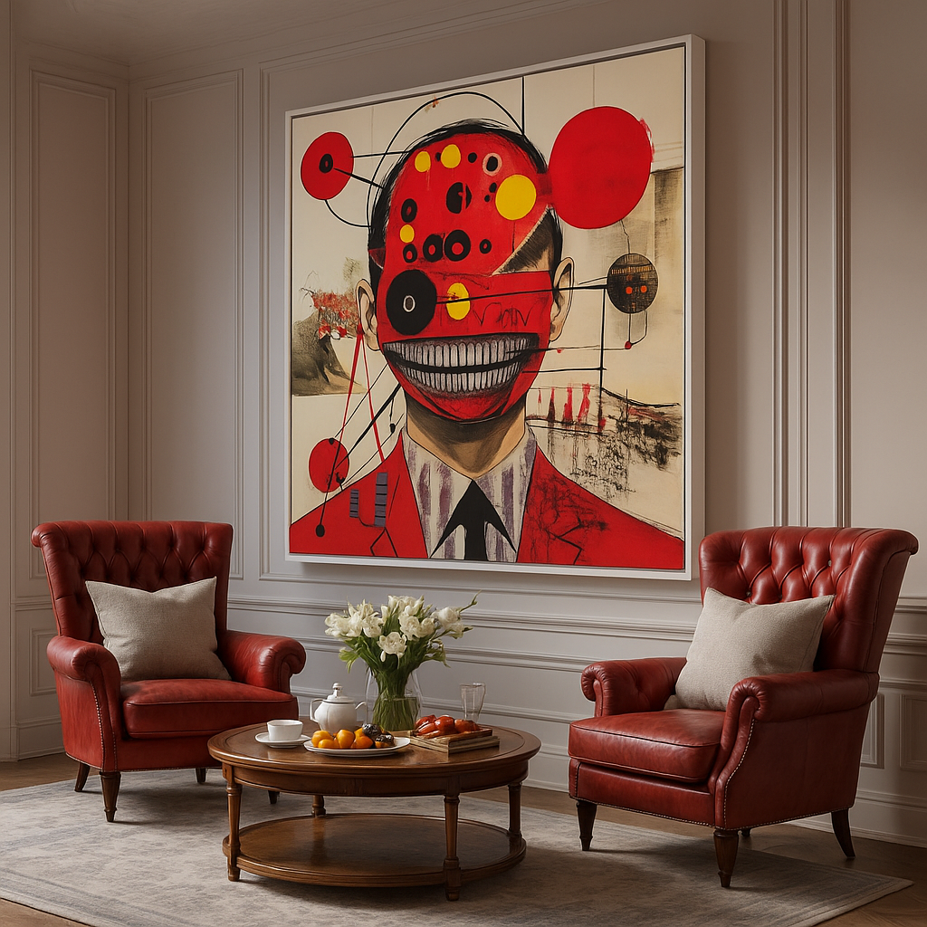 Canvas Print : Crimson Chaos - Surreal Red Abstract Art Print – Modern Mixed Media Wall Decor - Chiara Rossetti