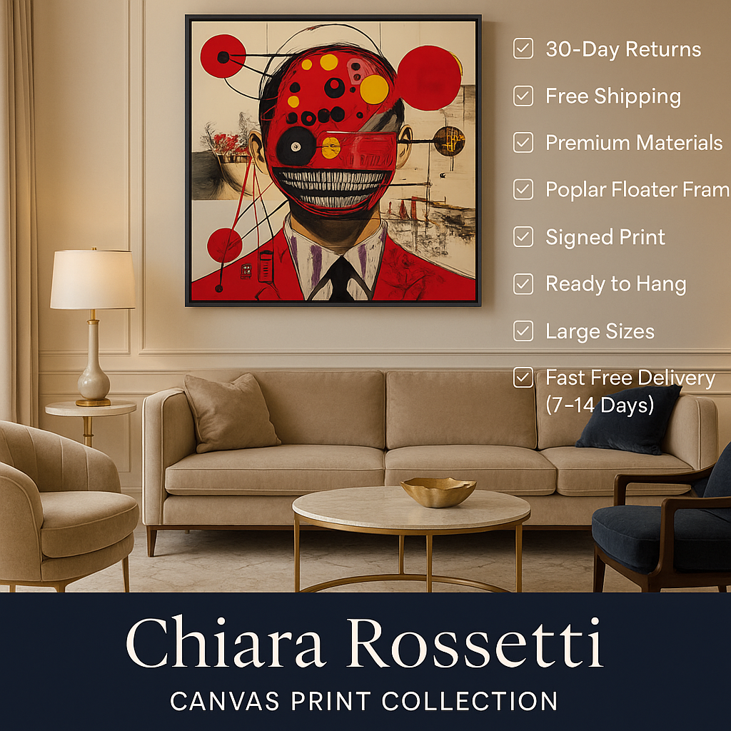 Canvas Print : Crimson Chaos - Surreal Red Abstract Art Print – Modern Mixed Media Wall Decor - Chiara Rossetti