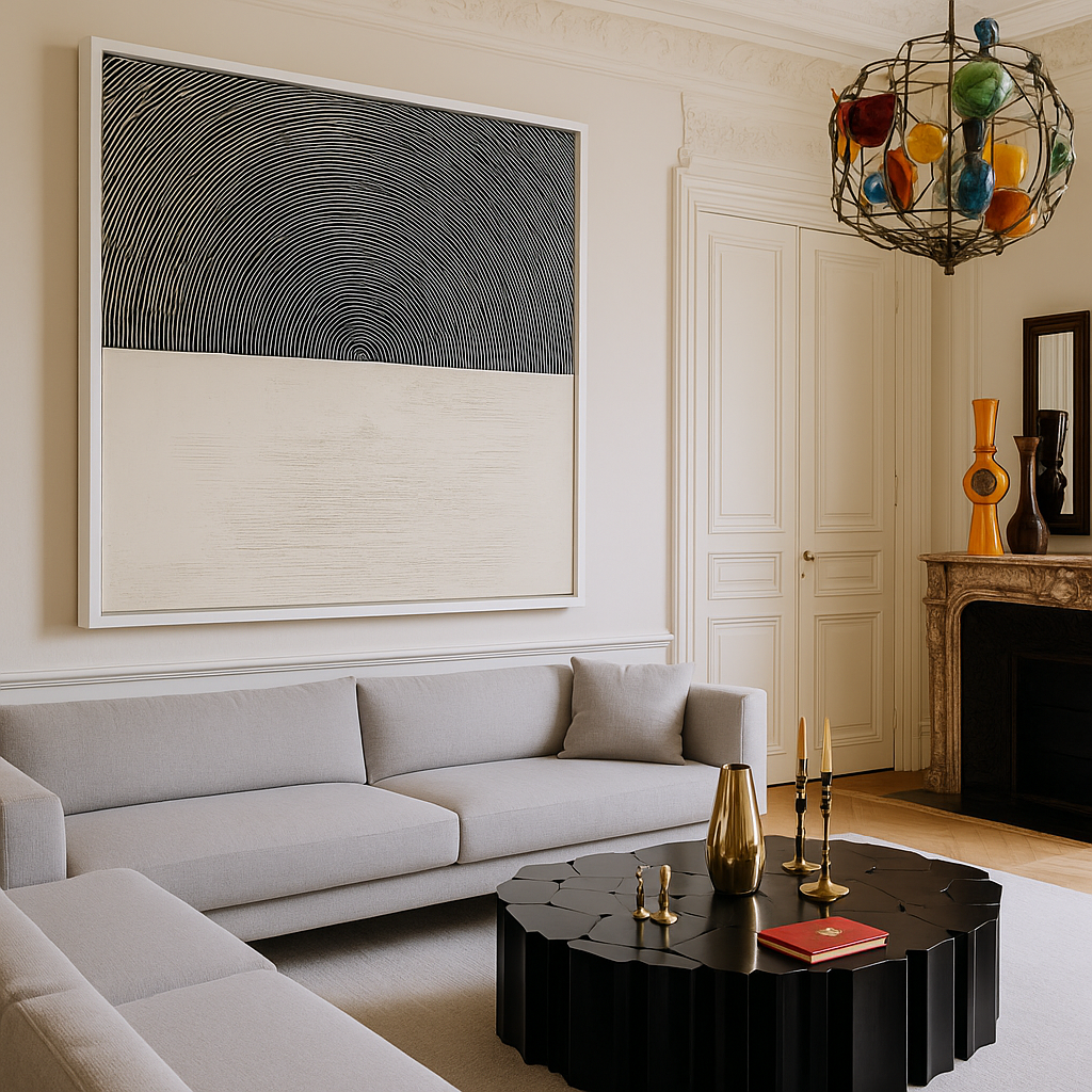 Minimalist geometric artwork on canvas