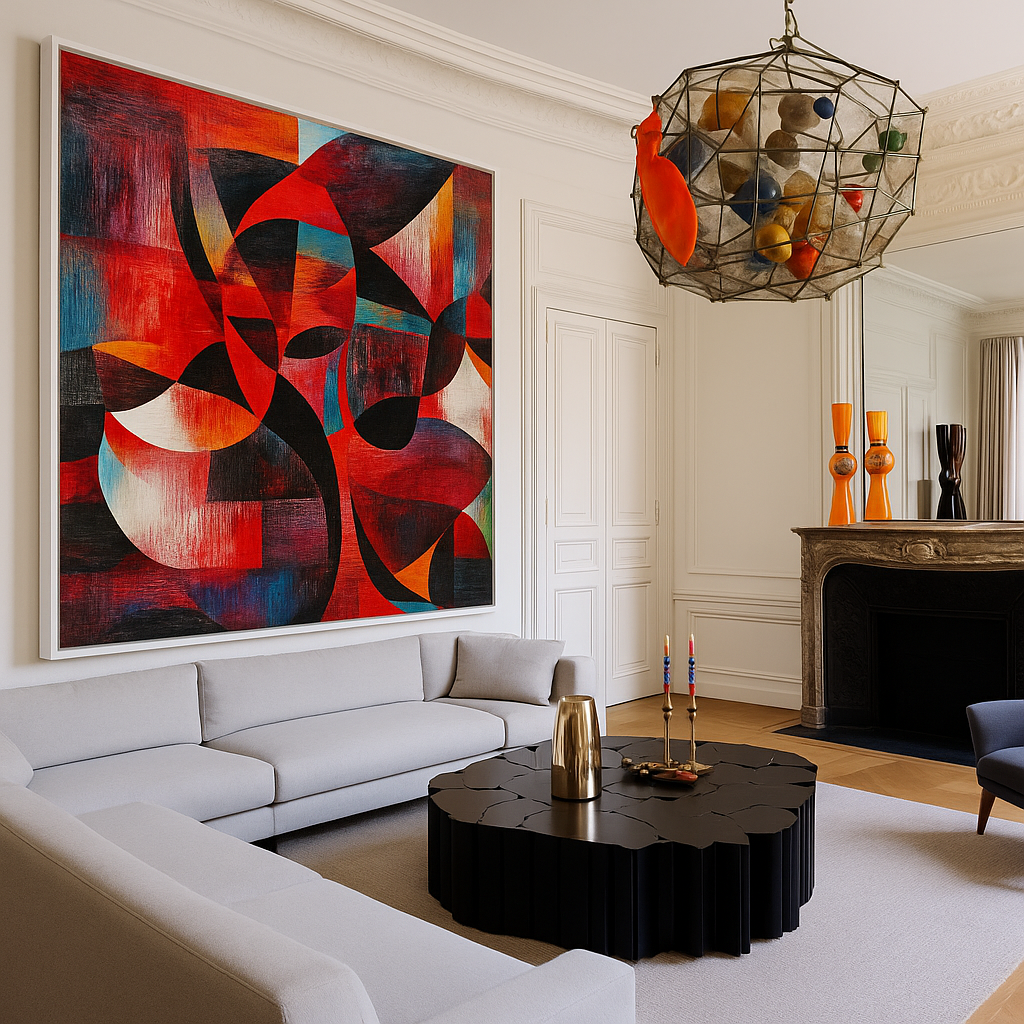 Canvas Print : Rhythms in Red | Abstract Geometric Wall Art | Modern Canvas