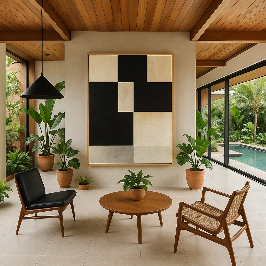 black and beige wall art