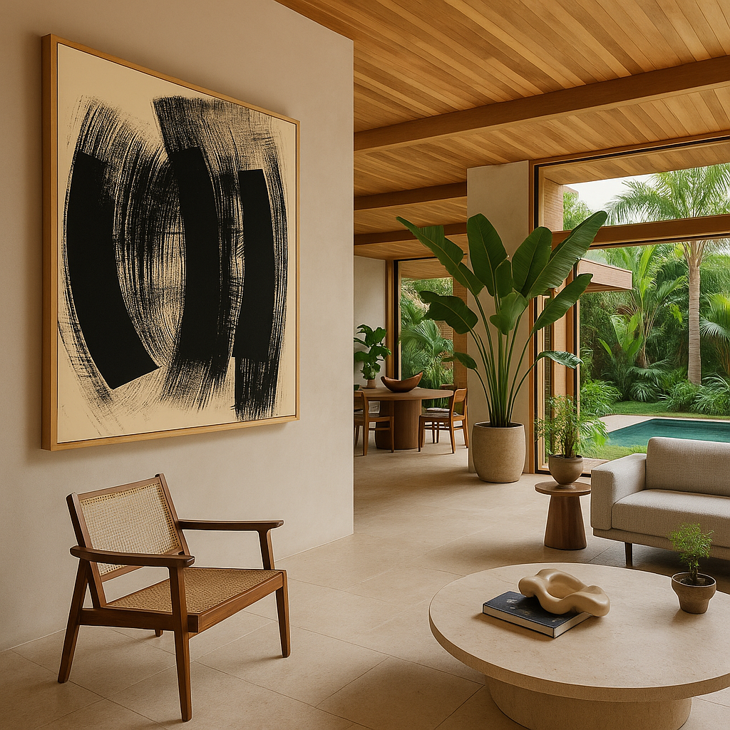 Canvas Print : Echoes in Motion – Minimalist Brushstroke Abstract Wall Art