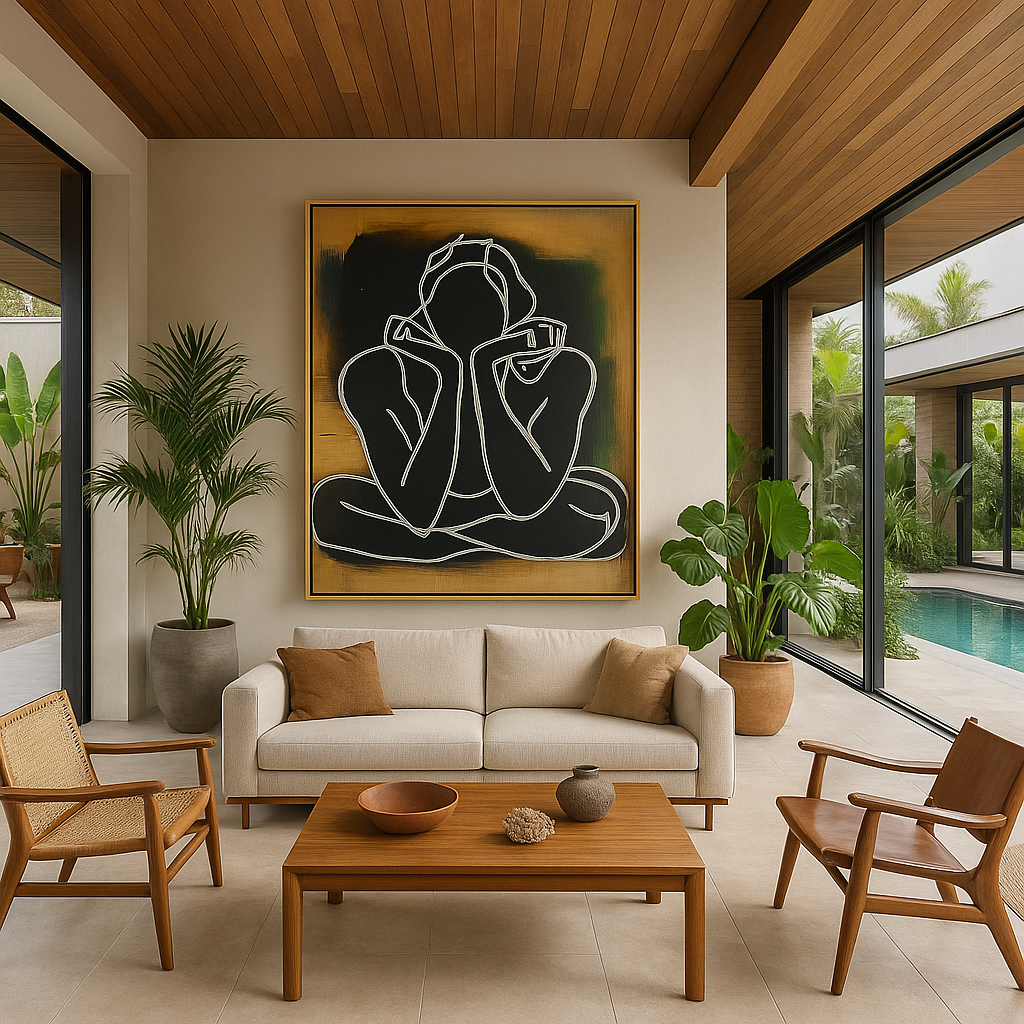 Grounded Muse – Original Meditation Art Canvas - Minimalist Yoga Figure Painting - Modern Zen Wall Decor
