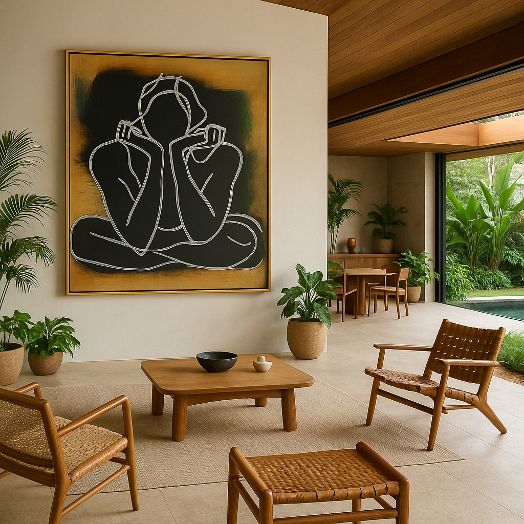 Grounded Muse – Original Meditation Art Canvas - Minimalist Yoga Figure Painting - Modern Zen Wall Decor