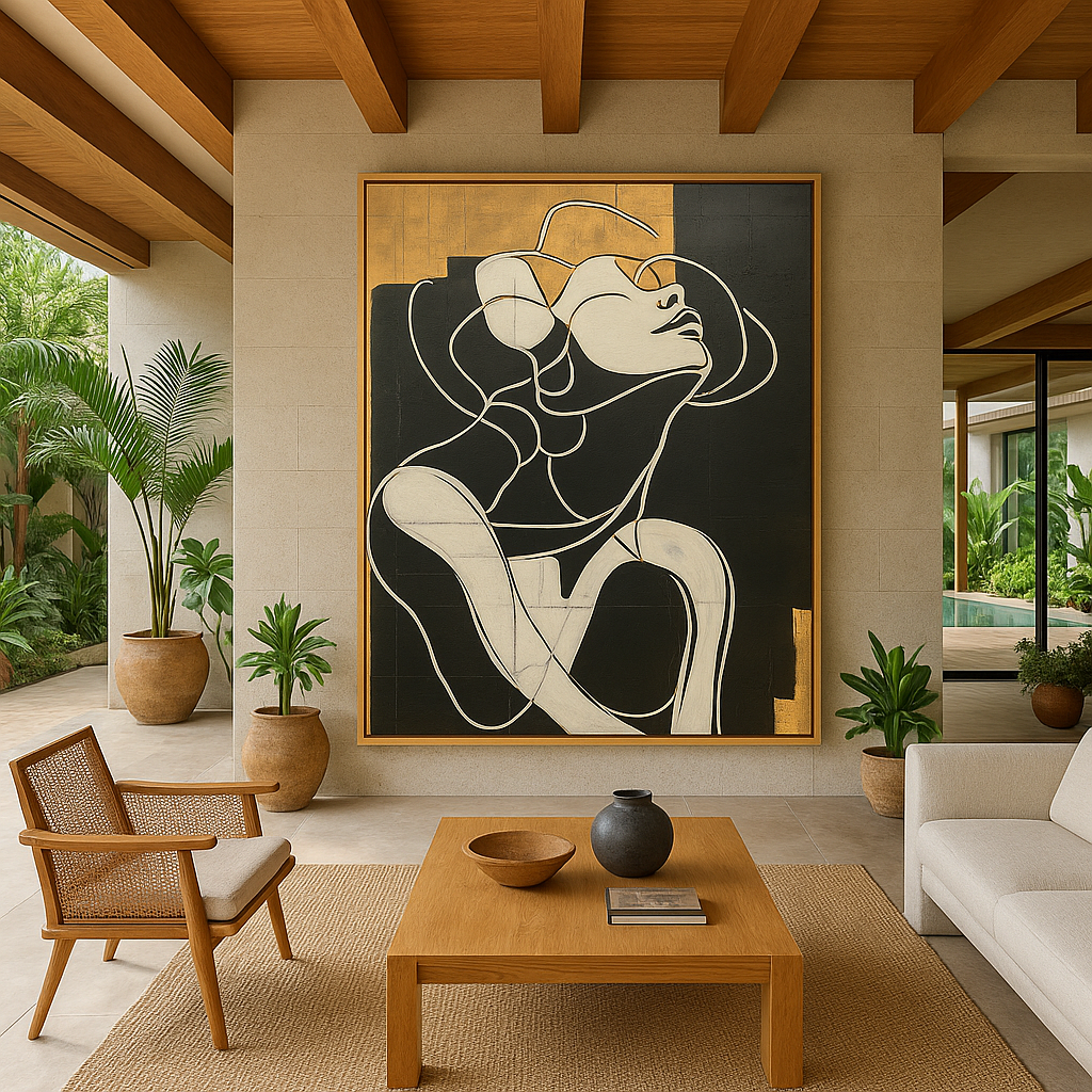 Rise Within – Female Figure Line Art Canvas - Modern Minimalist Woman Portrait