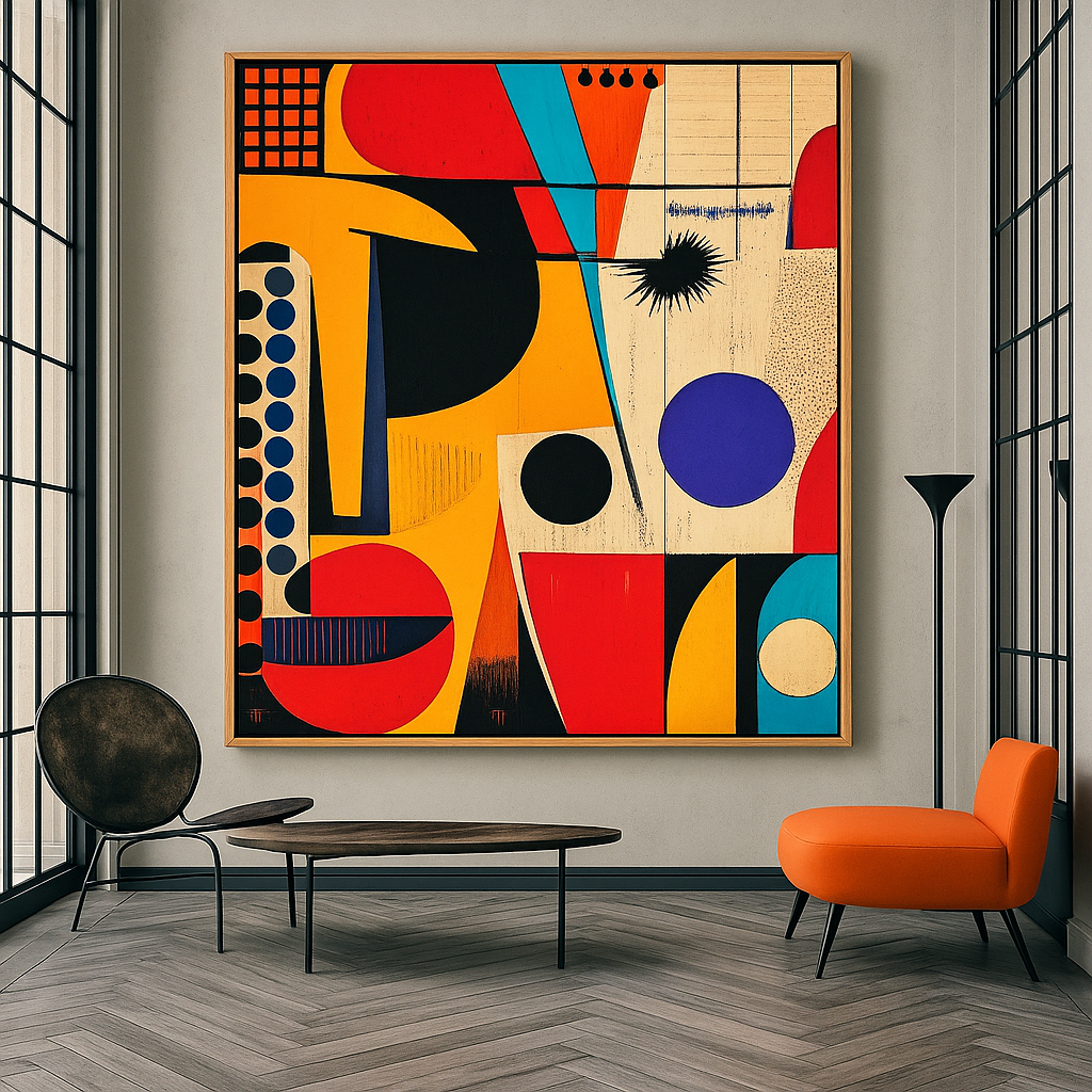 Canvas Print : Chromatic Cascade – Geometric Abstract Canvas Print - Vibrant Contemporary Wall Art