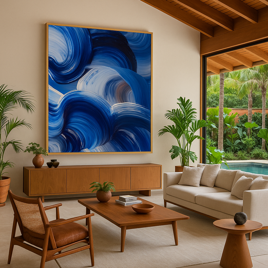 blue abstract canvas wall art
