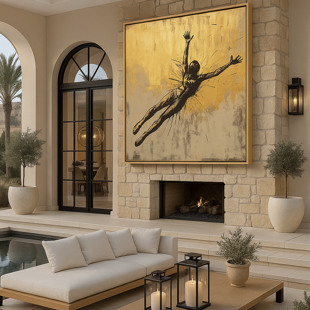 black and gold painting on canvas