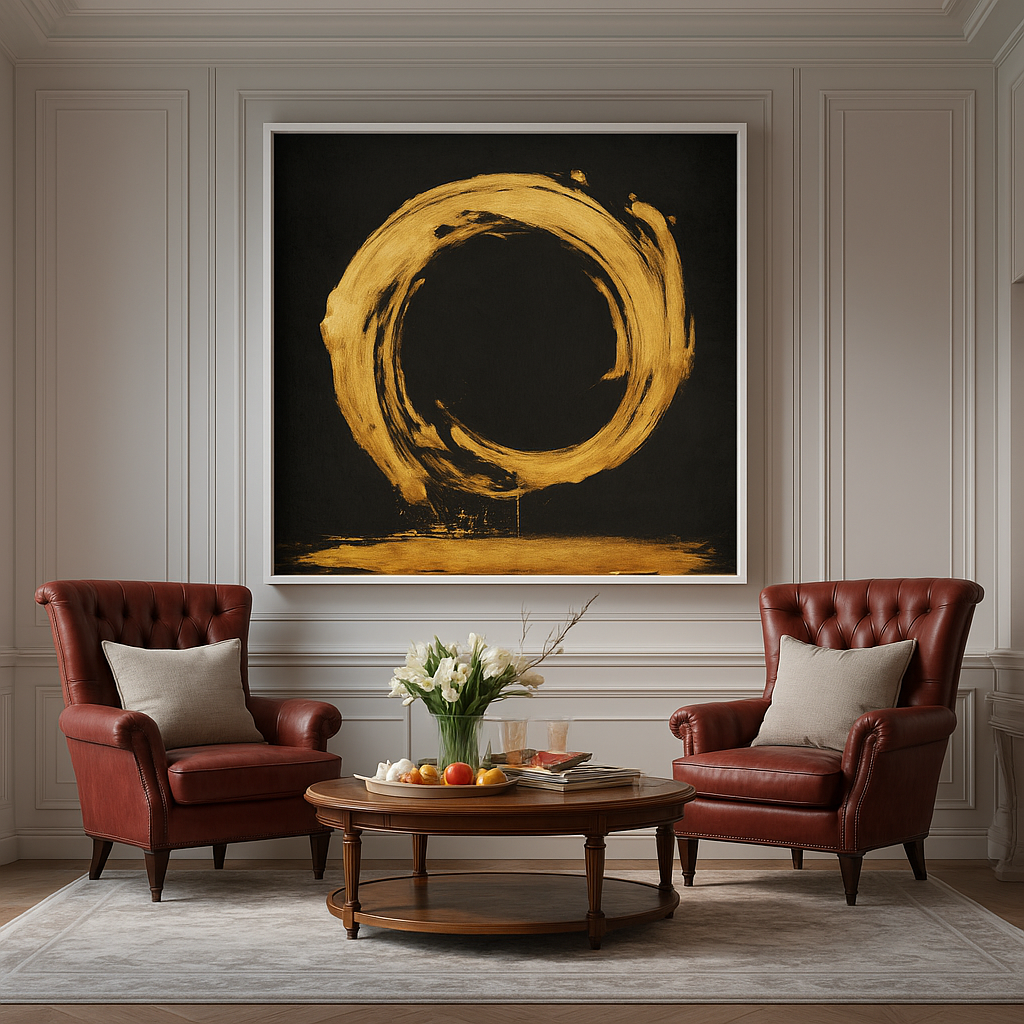 gold and black canvas painting