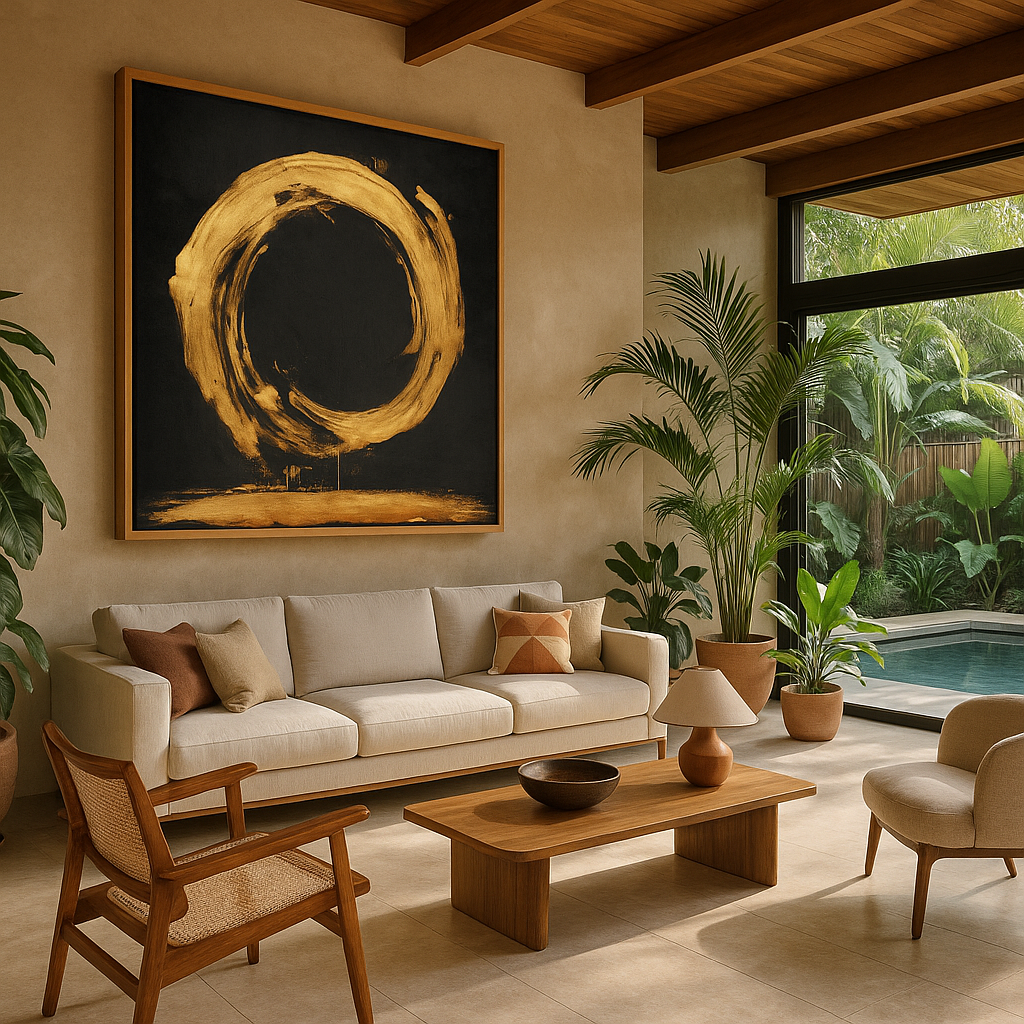 gold and black canvas painting