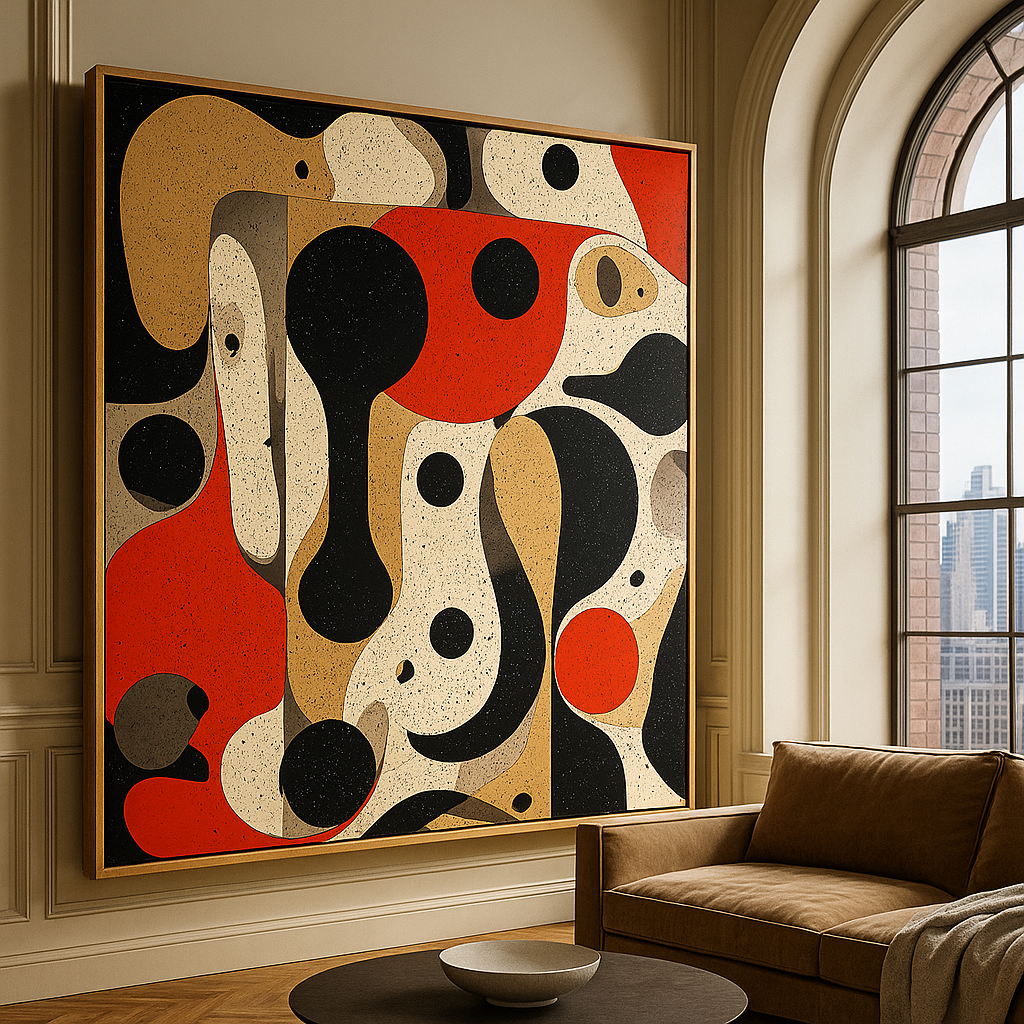 Canvas Print: Molten Forms – Mid - Century Abstract Canvas Print | Modern Organic Wall Art by Chiara Rossetti modern abstract canvas wall art by Rossetti Art – luxury interior design artwork for living room, bedroom, office – abstract wall art contemporary wall design framed abstract canvas