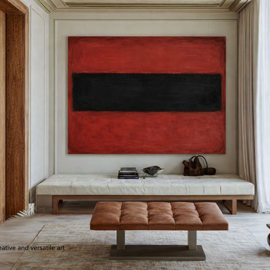 Red Black Color Field Original Painting