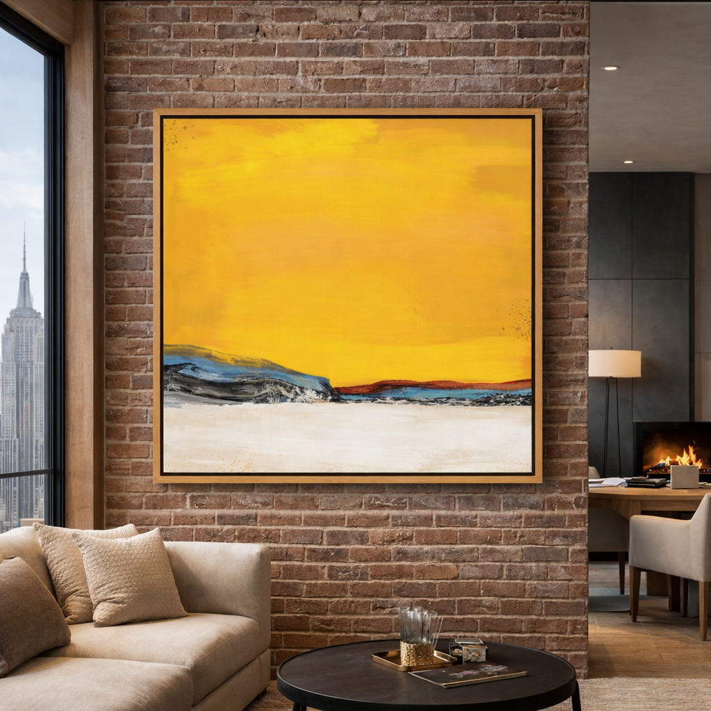 Original Yellow Abstract Landscape Painting